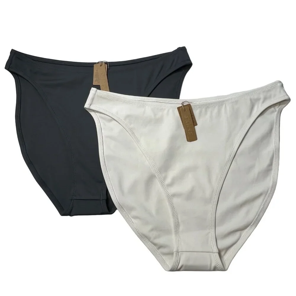 SKIMS Shaping Swim Dipped Bikini Bottom Lot‎ of 2 Marble Gunmetal 2X